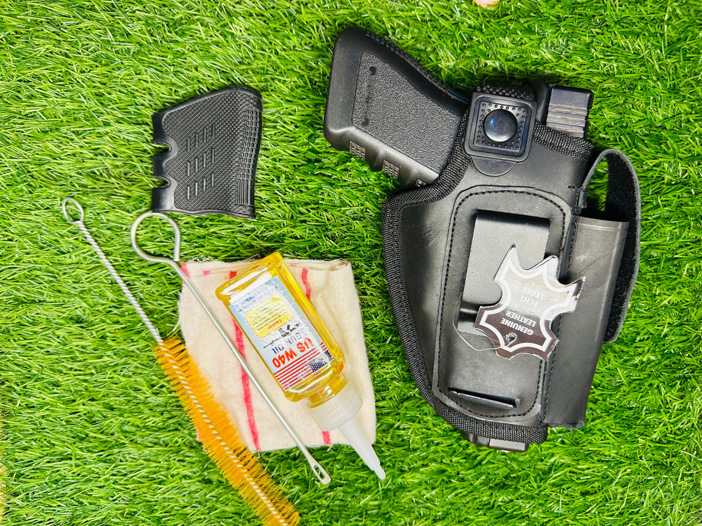 3-in-1 Deal: Leather Inner-Outer Holster Cleaning Kit and Silicone Rubber Grip!